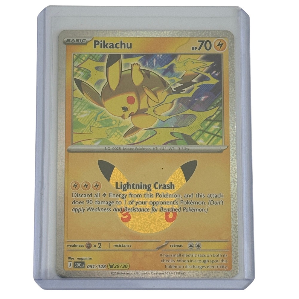 Pokemon Pikachu 051/128 Celebrations 25th Anniversary Holo Rare Card Yellow 2021